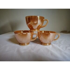Vintage Unmarked Lusterware Teacup Diner Punch Glass Peach Fire King Restaurant